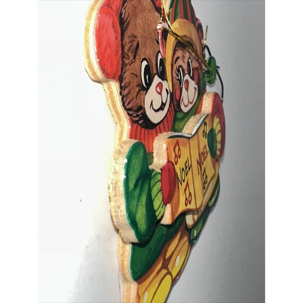 Vintage Wooden Giftco Inc Wooden 3D Ornament Boy/Girl Noel‎